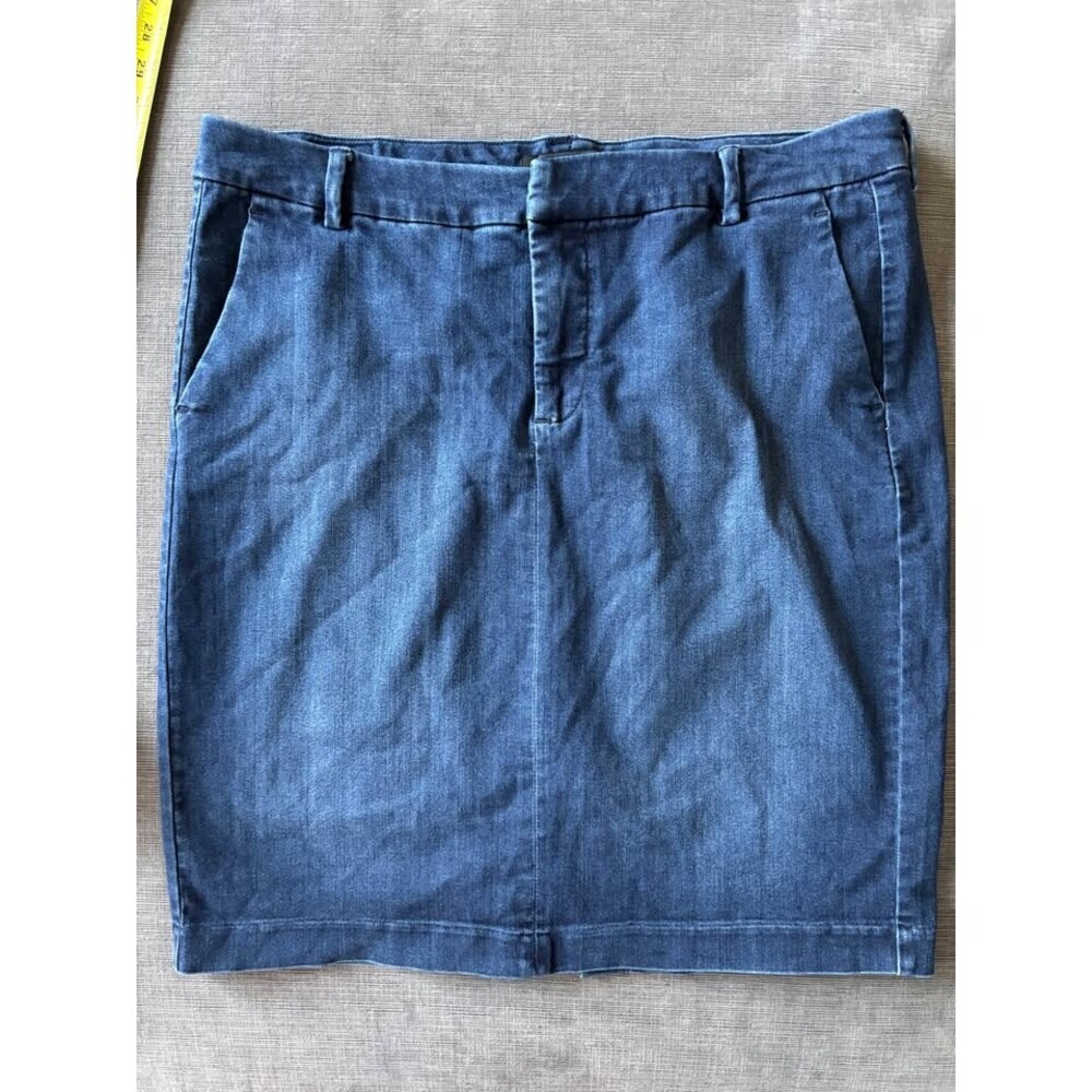 Liverpool LA Denim Pencil Skirt 18W Stretch Chino Flat Front Knee Length Blue